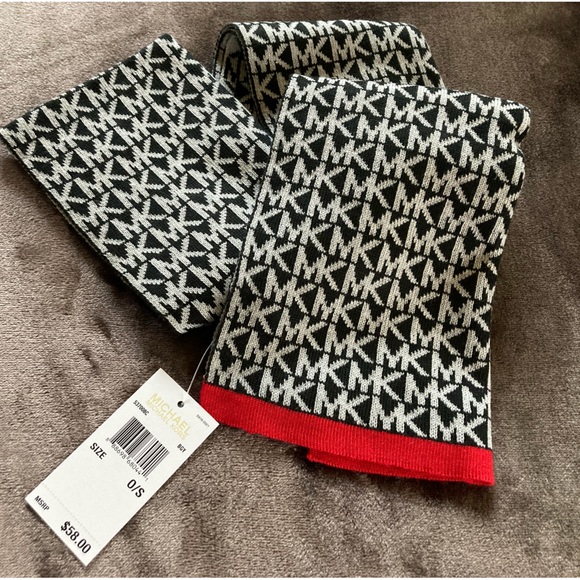 New! Michael Kors black white and red scarf… - Picture 2 of 3
